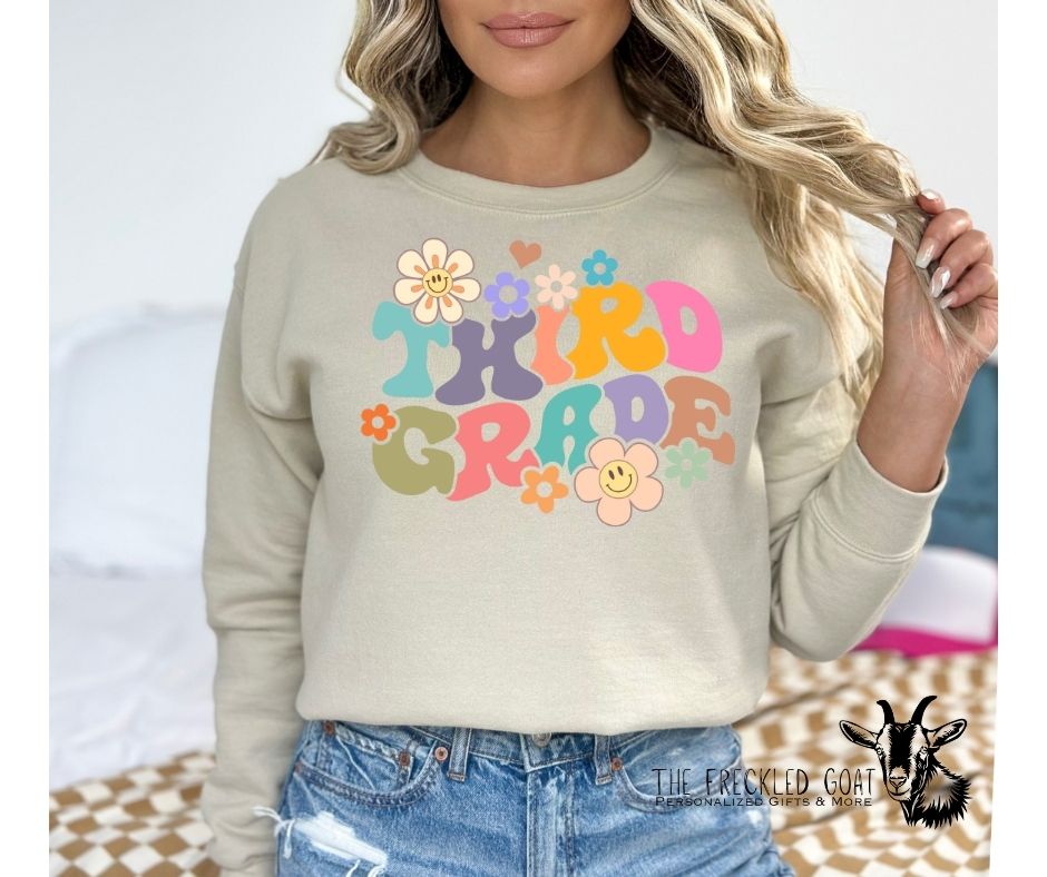 Third Grade Floral Sweatshirt