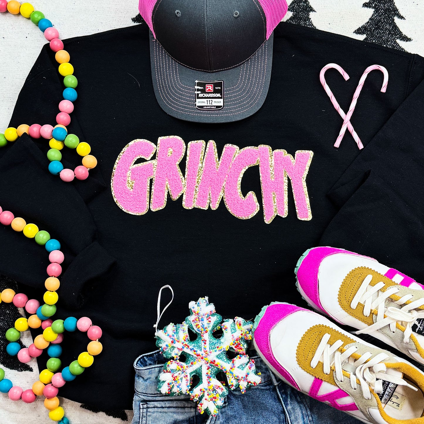 Pink Chenille "GRINCHY" Sweatshirt