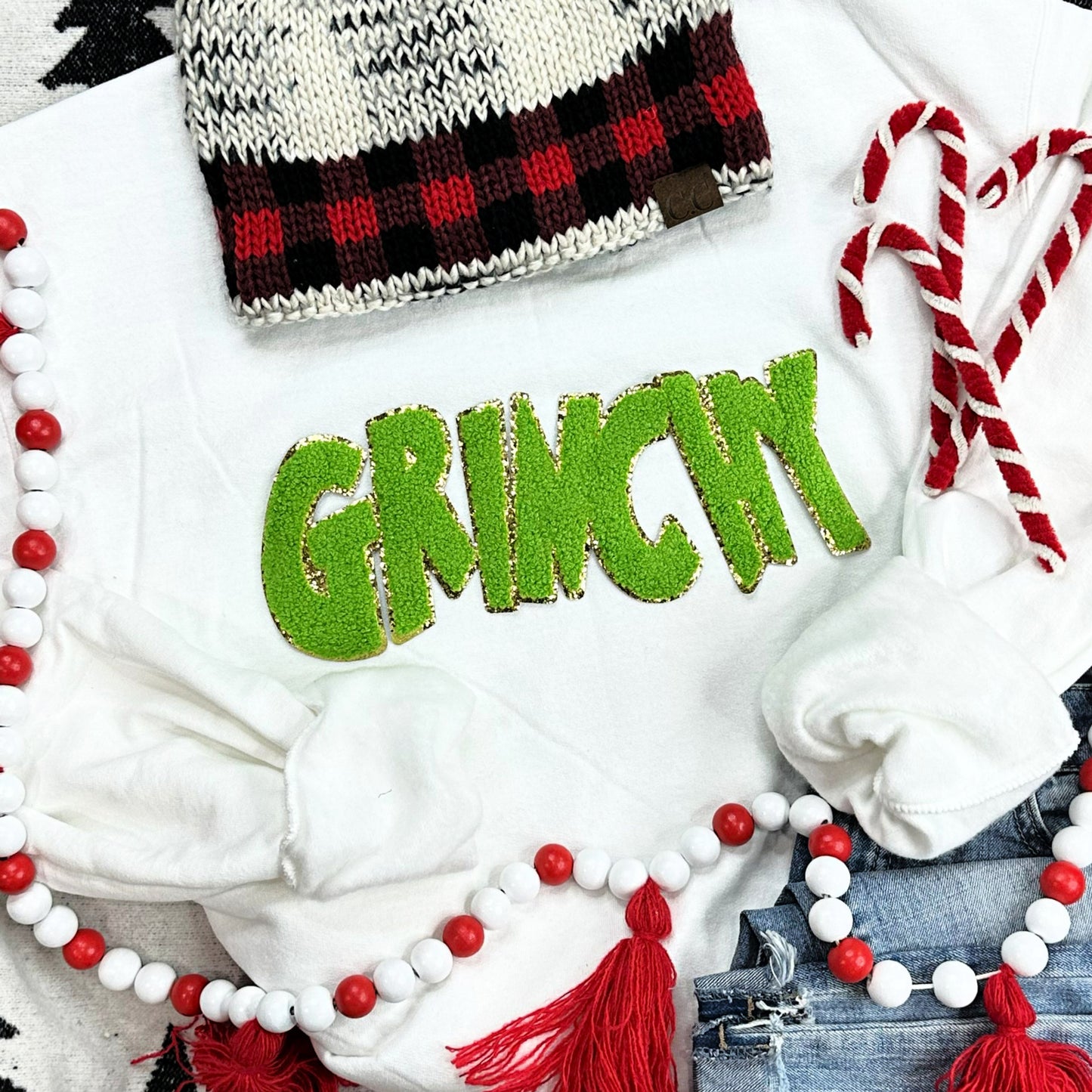 Green Chenille "GRINCHY" Sweatshirt