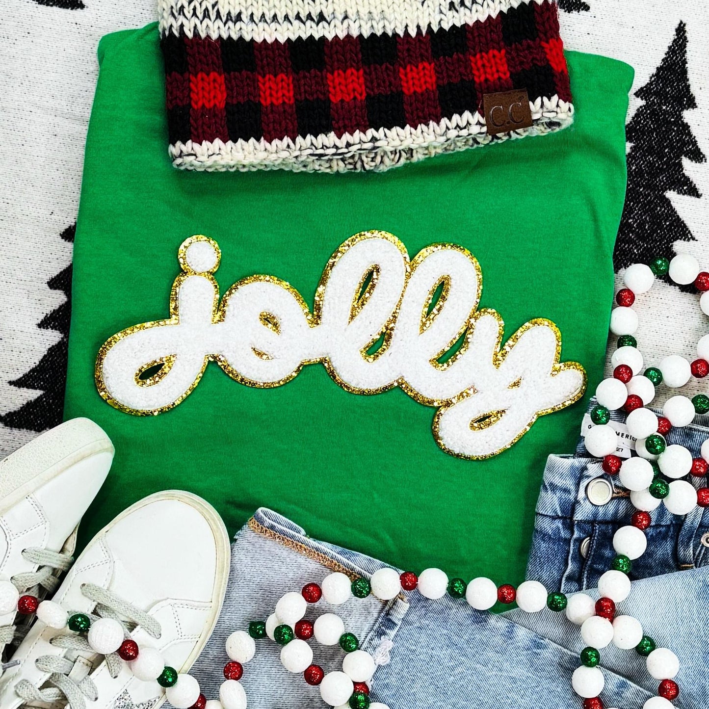 White Chenille Jolly Sweatshirt