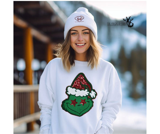 Grinch with Santa Hat Sweatshirt