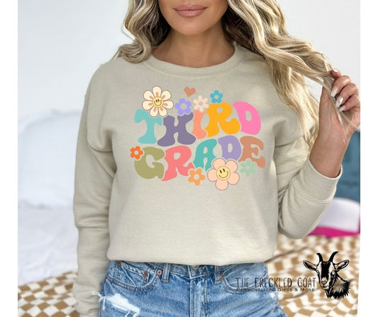 Third Grade Floral Sweatshirt