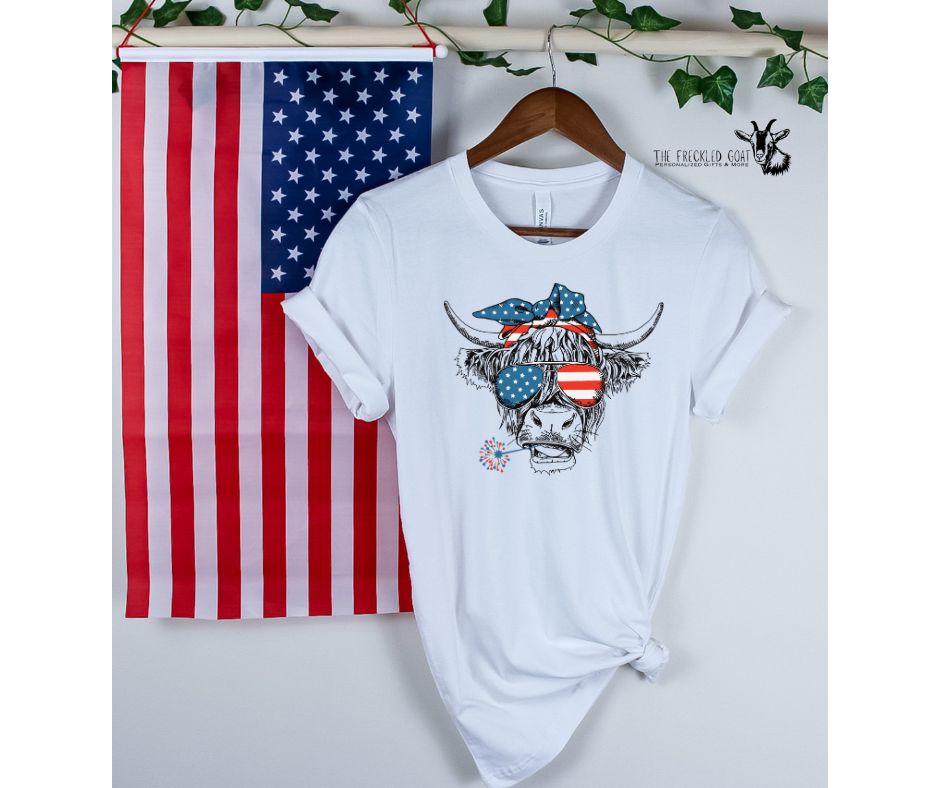 Patriotic Highland Cow T-Shirt