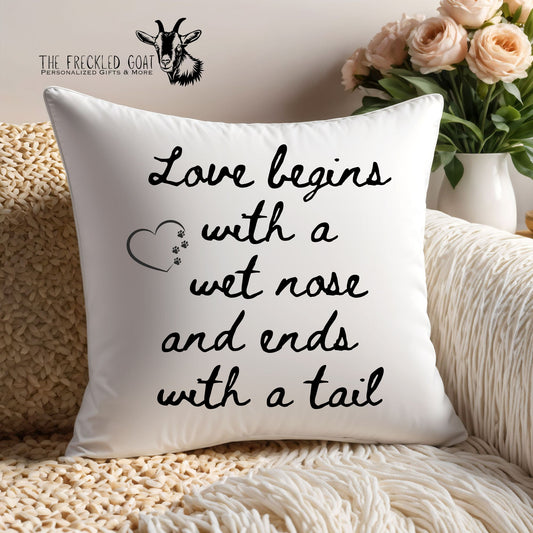 Love Begins Pillow Cover