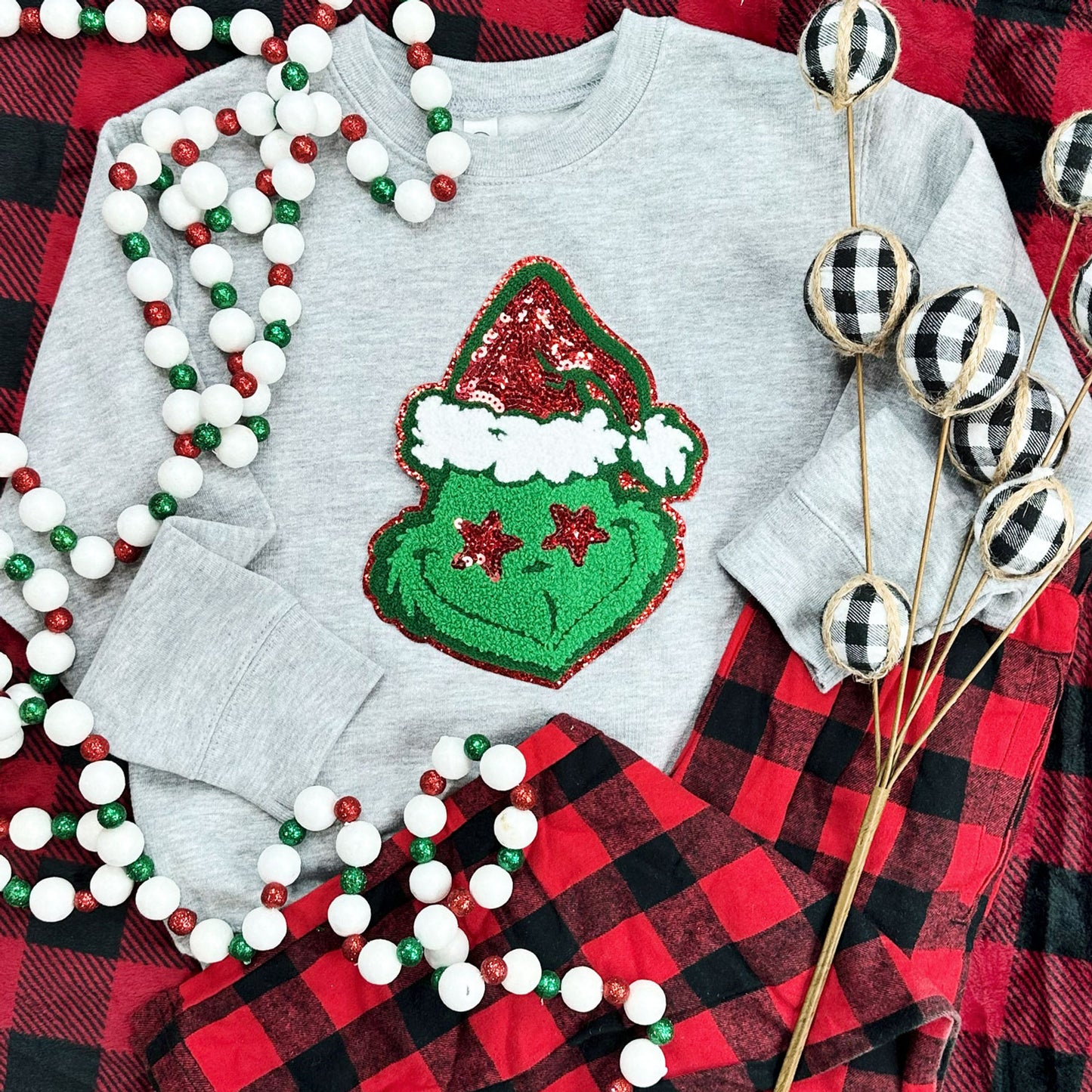 Grinch with Santa Hat Sweatshirt