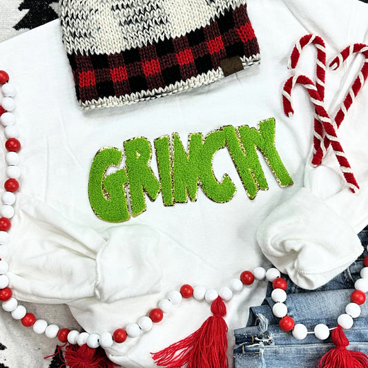 Green Chenille "GRINCHY" Sweatshirt