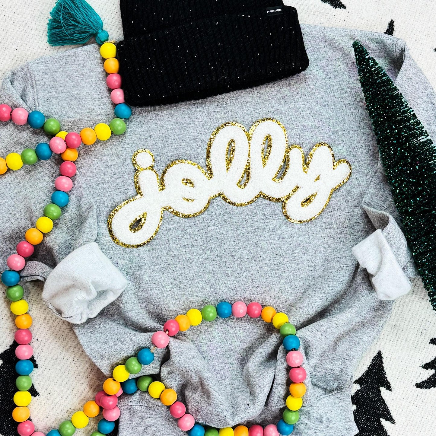 White Chenille Jolly Sweatshirt