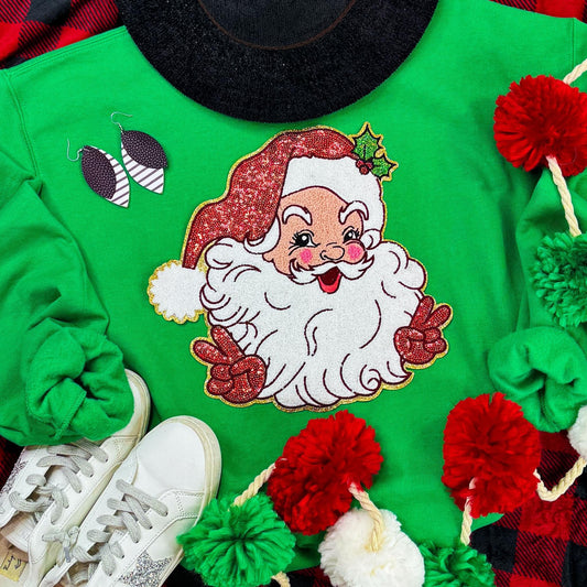 Sequin & Chenille Peace Santa Sweatshirt