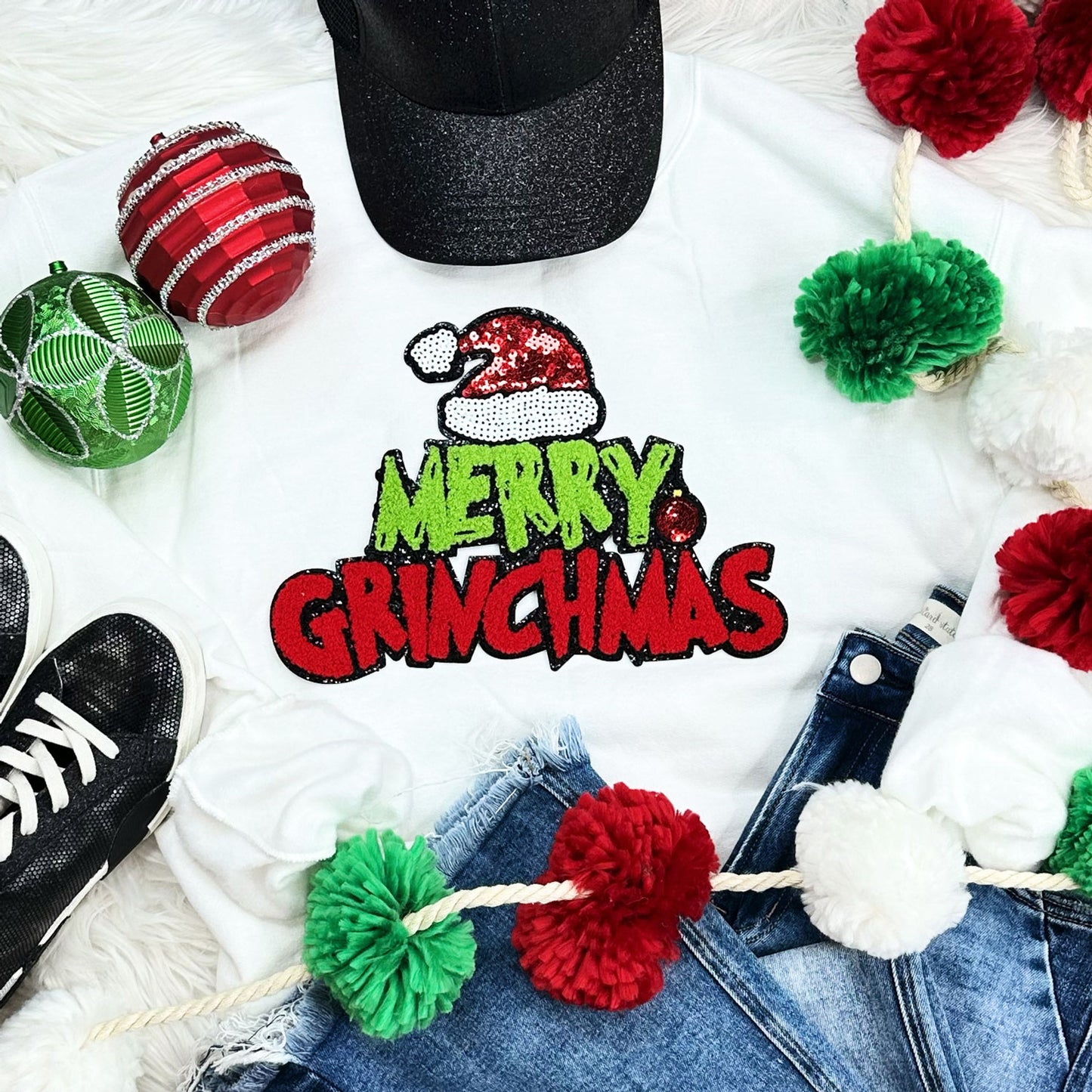 Merry Grinchmas Chenille/Sequin Sweatshirt