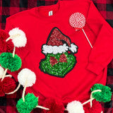 Grinch with Santa Hat Sweatshirt