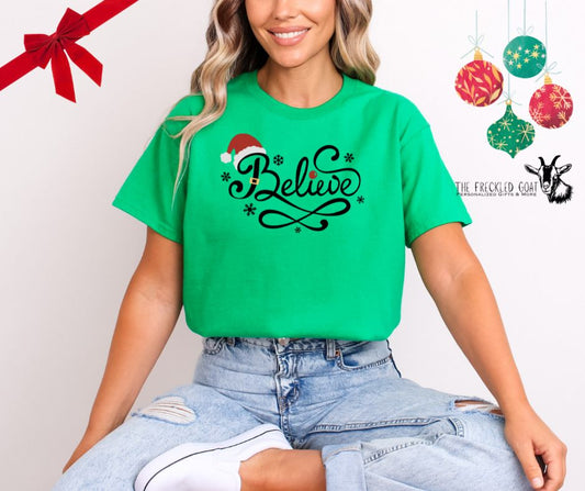 Believe with Santa Hat T-Shirt