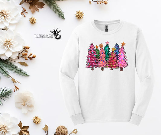 Colorful Christmas Trees Long Sleeve T-Shirt