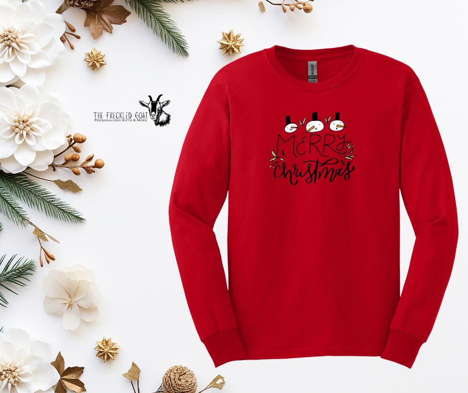 Merry Christmas Snowman Long Sleeve T-Shirt