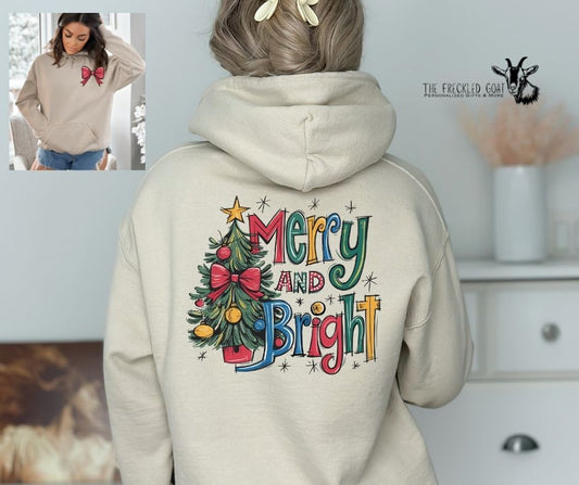 Merry and Bright w/Bow Hoodie