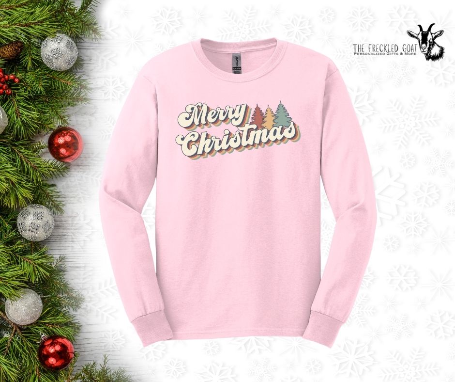 Retro Merry Christmas Long -Sleeve T-Shirt