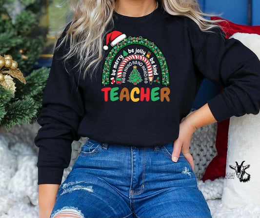 Teacher Christmas Rainbow Sweatshirt
